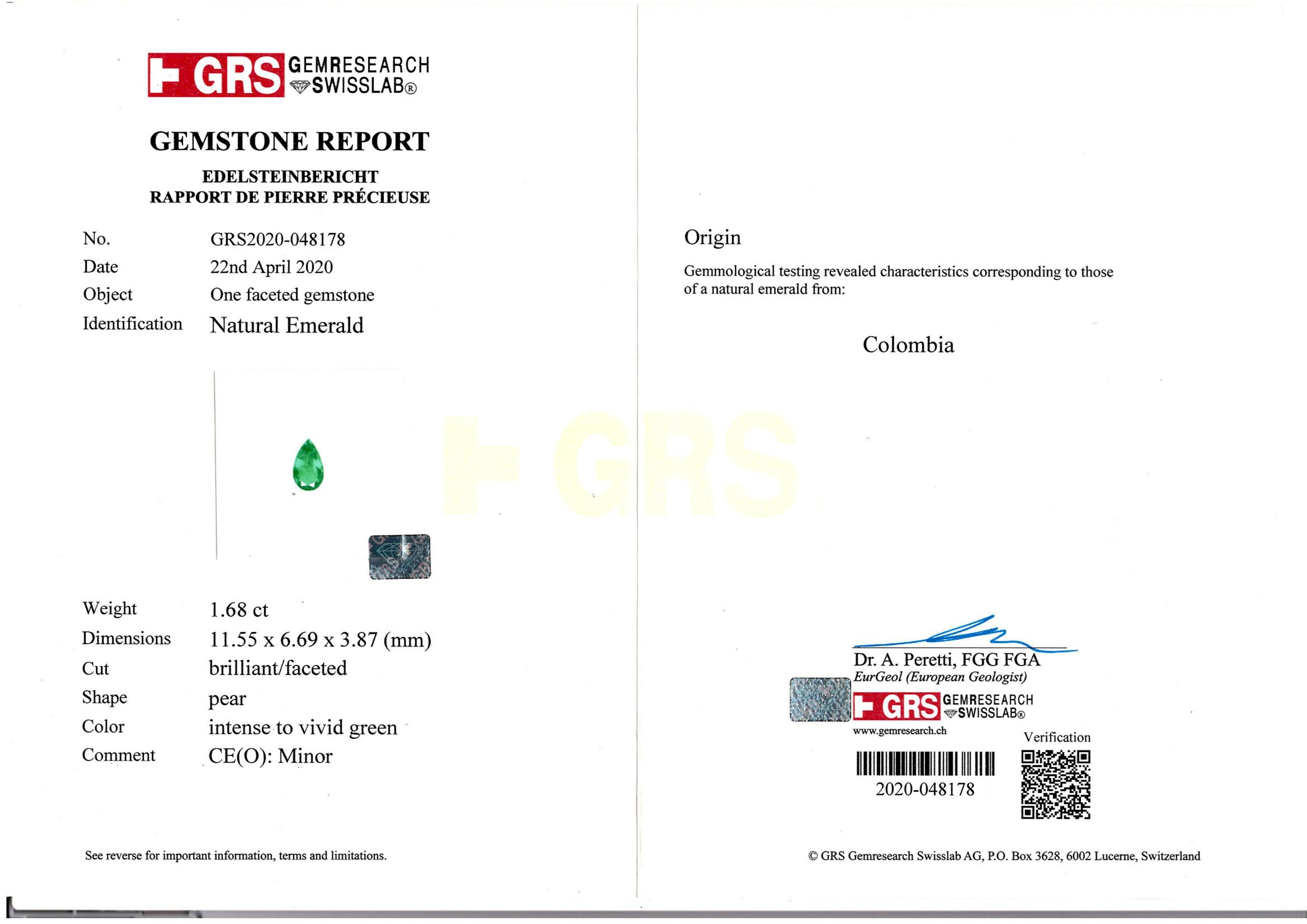 GRS Emerald Colombia 1.68ct